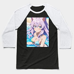 Anime Girl Beach Day Baseball T-Shirt